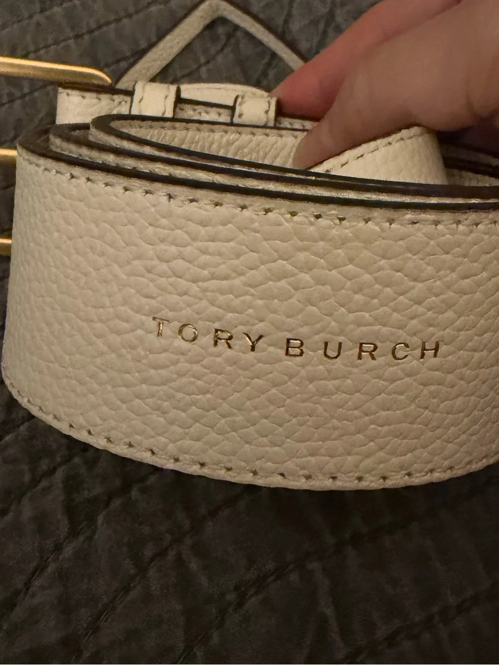 Authentic Tory Burch Off White Cream Round Leather Crossbody Belt + Purse!